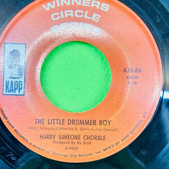Harry Simeone Chorale Little Drummer Boy O Bambino Kapp 45 RPM Vintage Vinyl - Picture 2 of 10